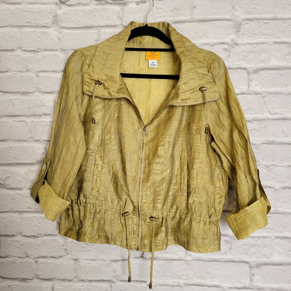 Ruby Rd. Petite gold lightweight linen jacket size 12p - Picture 1 of 13